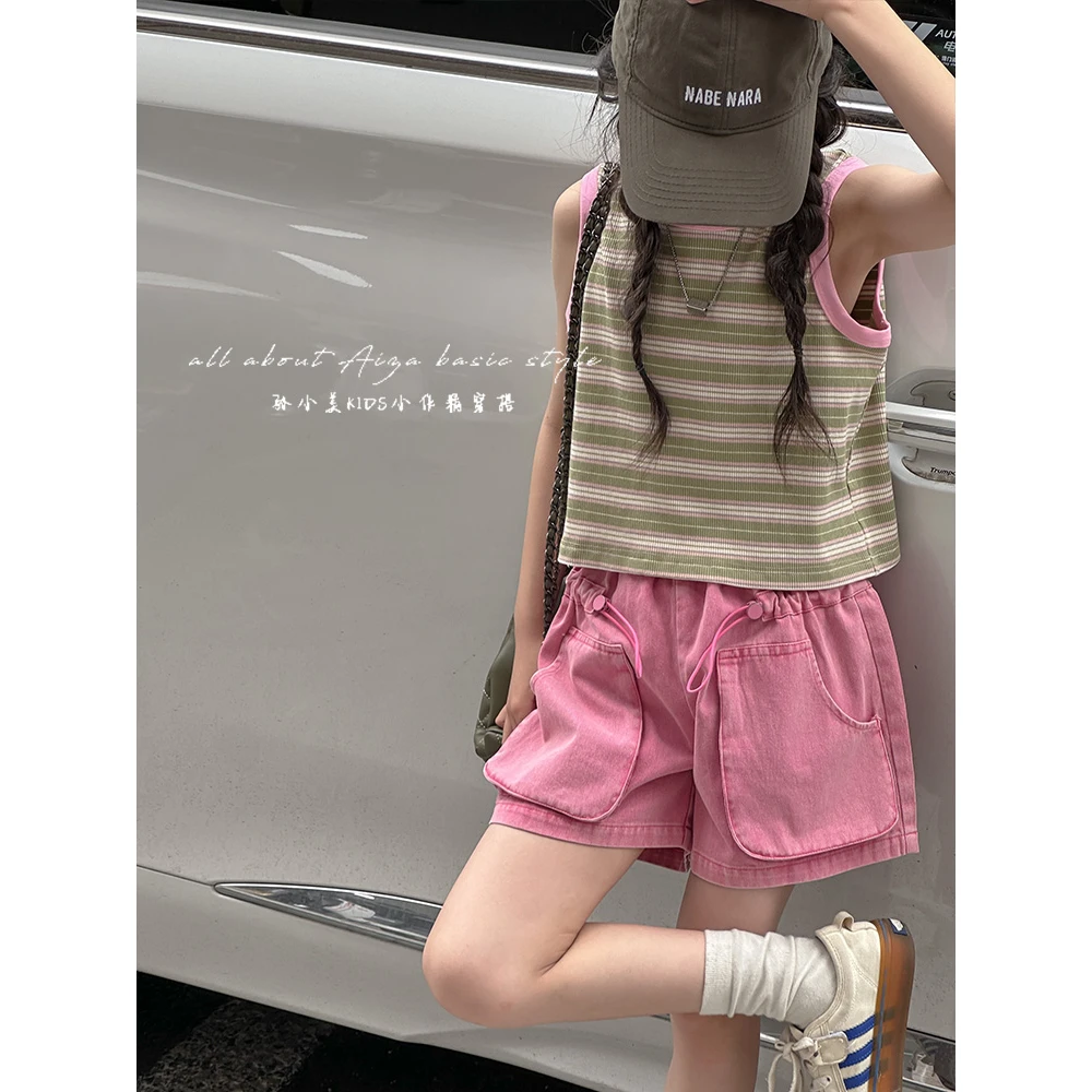 K24127韩国童装女童背心套装短裤两件套2025夏装新款洋气时髦网红