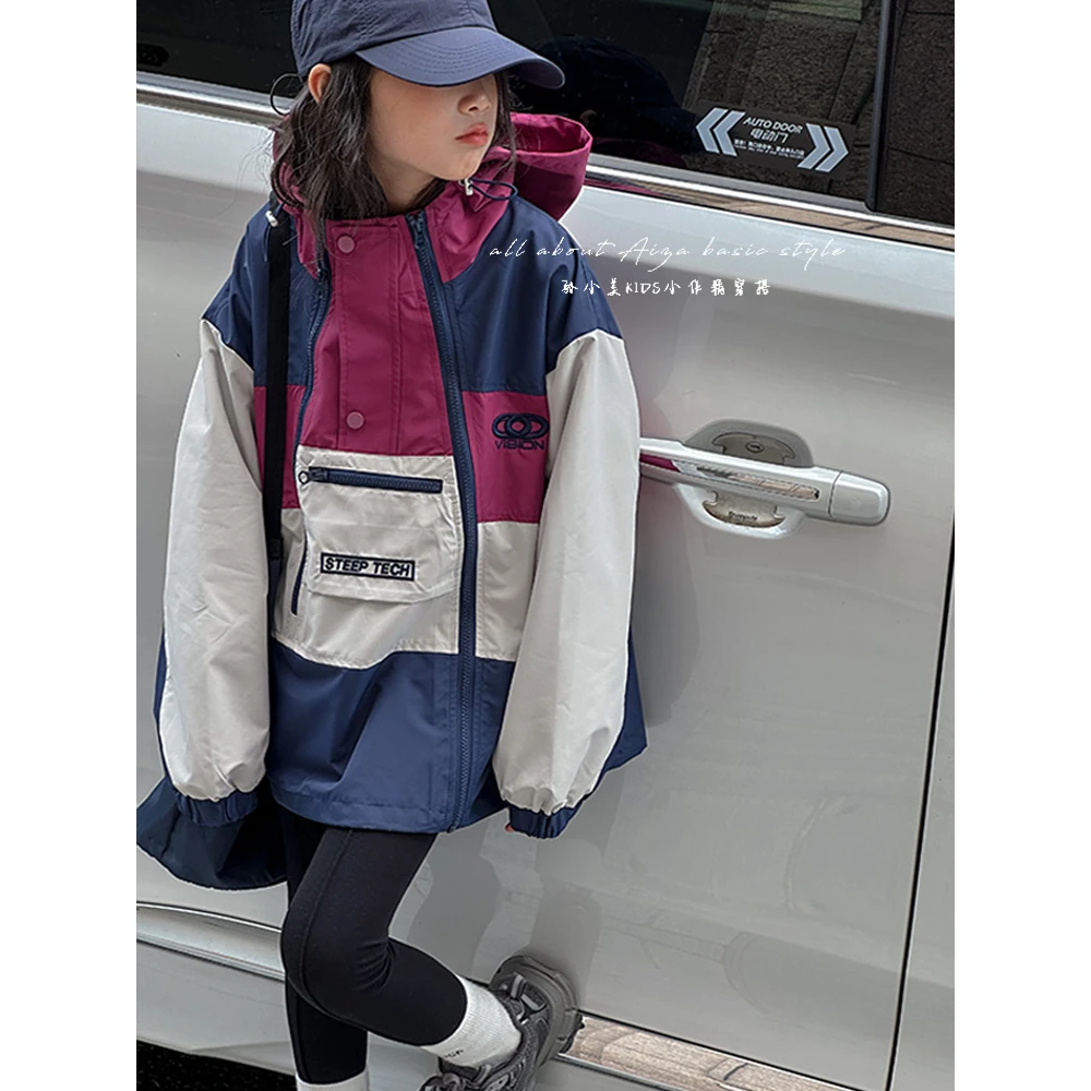 k24560韩国童装女童春秋外套新款秋冬装儿童冲锋衣时髦洋气防风衣