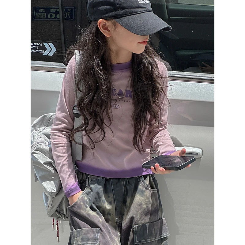 K25897孙小美定染女童秋冬装T恤2025新款加绒加厚长袖打底衫t