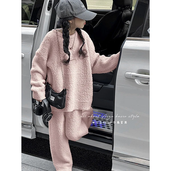 K25313女童加绒家居服套装儿童秋冬珊瑚绒睡衣两件套2025冬装新款