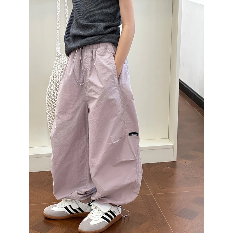 K26083女童慵懒风休闲裤2025萌娃穿搭儿童裤子时髦春秋装束脚长裤