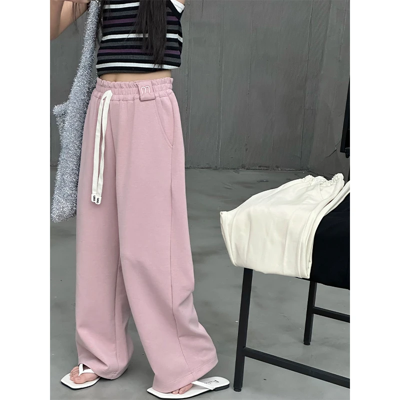 K26256刺绣女童裤子春装新款儿童休闲裤薄2025新款春秋针织直筒裤