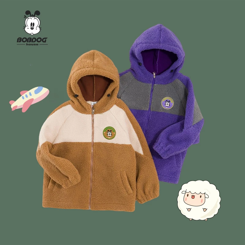 巴布豆家族新款连帽加厚羊羔绒外套秋冬BUW4SW065