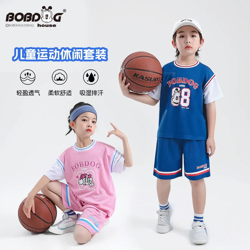 【刘教练专属】巴布豆家族男女童休闲时尚夏季运动套装BUX2BHZ255