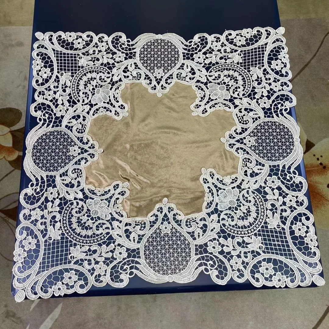 A220正方形茶几布蕾丝布艺现代简约长方形家用北欧轻奢风台布桌布
