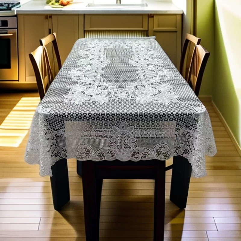 欧式轻奢美式白色刺绣镂空长方形百搭防尘家用简约茶几餐桌盖巾