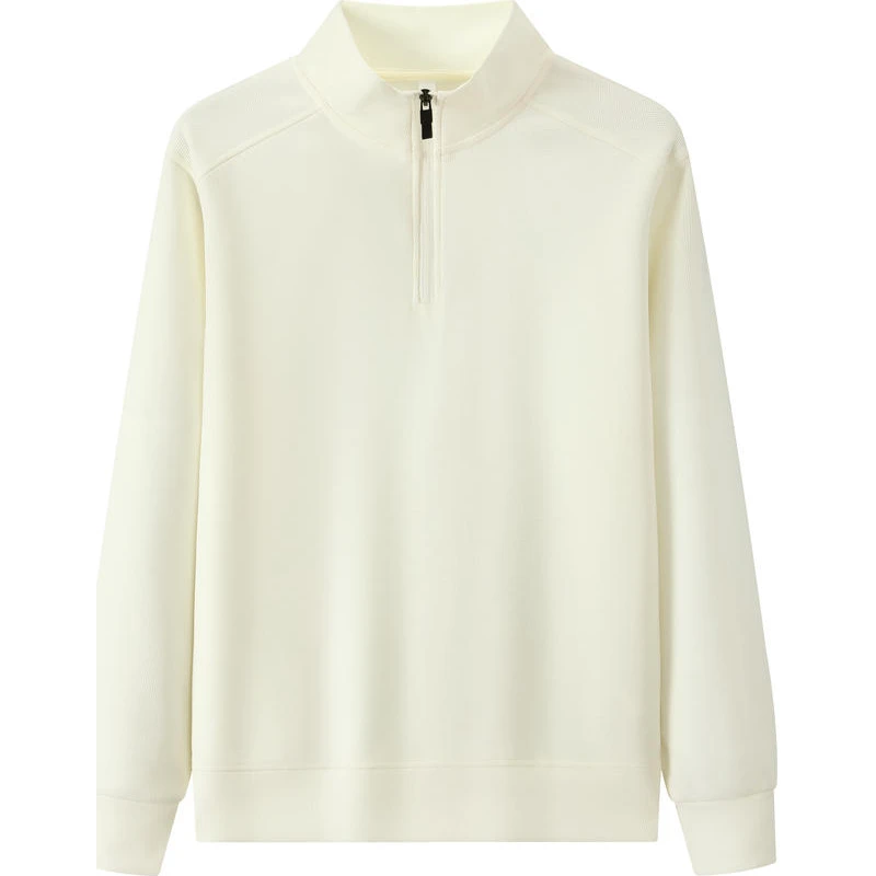 秋装新款华夫格纯色半拉链卫衣男套头休闲长袖立领t恤打底上衣女