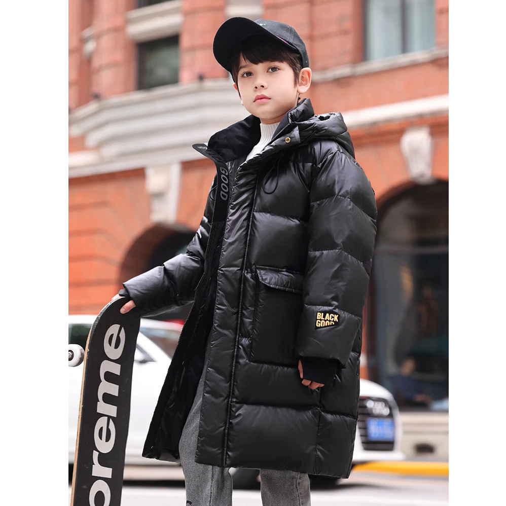 儿童羽绒服中童中长款2024新款冬季加厚长款过膝中大童保暖外套