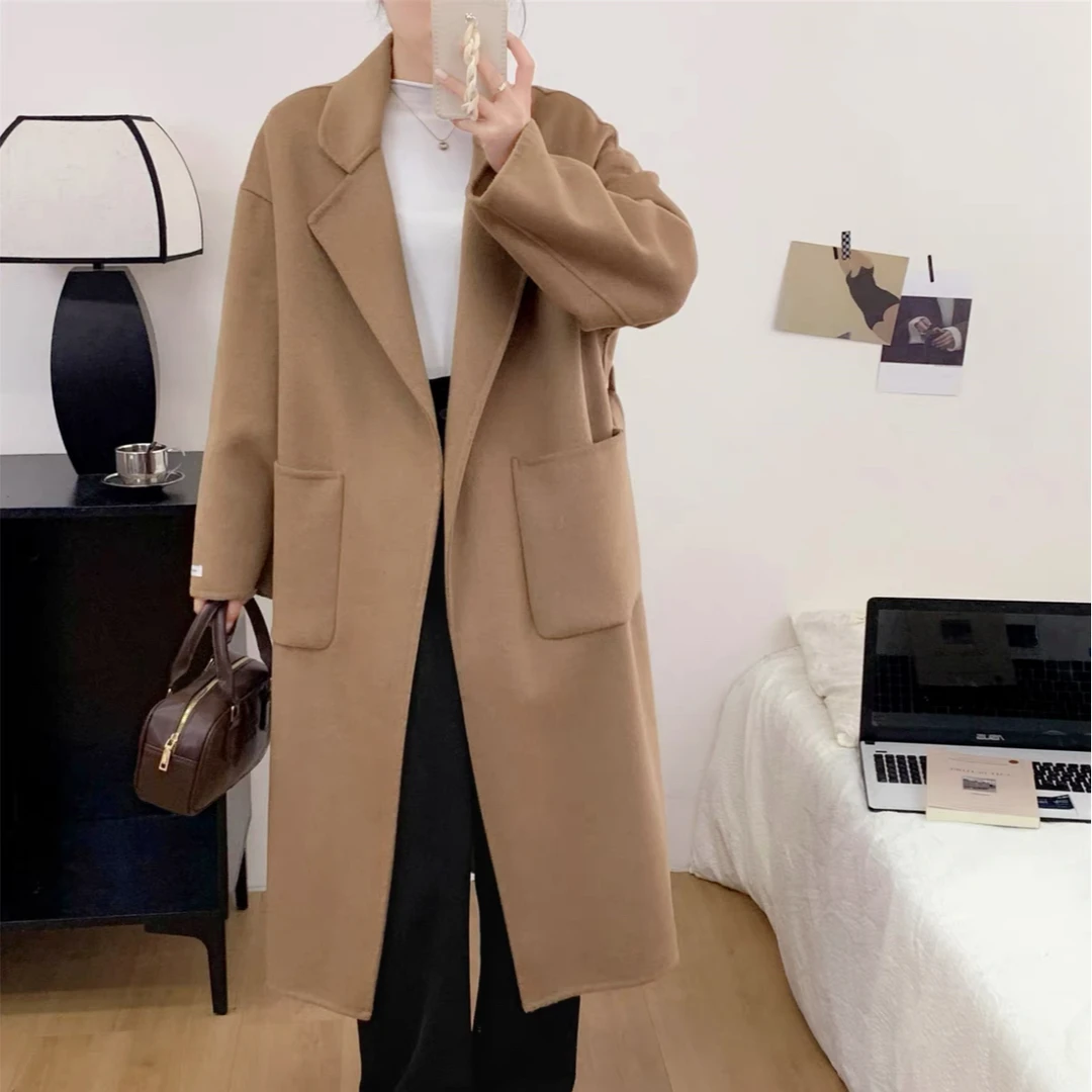 【粉丝专属】当拾品牌双面大衣女秋冬季中长款宽松赫本风M23007