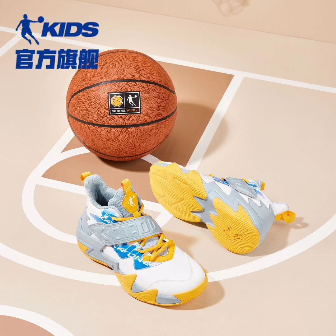 乔丹儿童2025新款炫风皮面篮球鞋男童跑鞋中大童防滑耐磨运动鞋