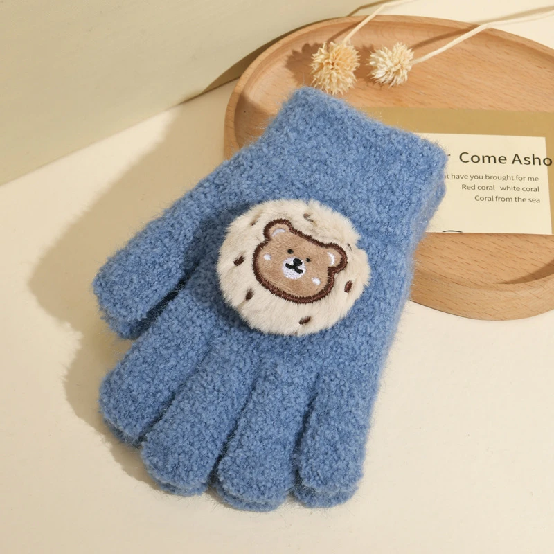 儿童手套冬季防寒保暖幼儿园男女童卡通可爱写字五指宝宝全指分指