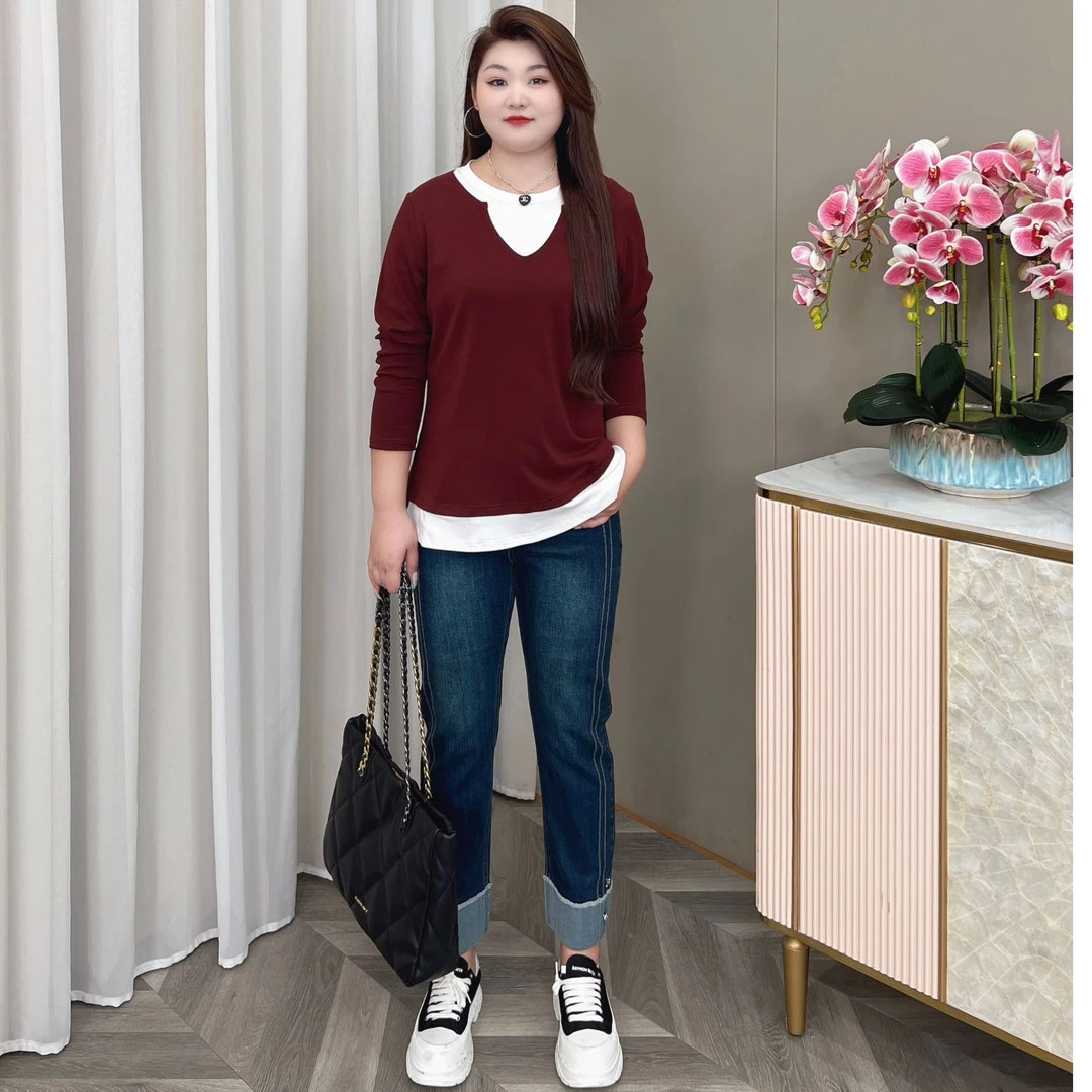 【现货仅裤子】PMM81304秋季新款显瘦洋气高腰百搭时尚牛仔直筒长裤