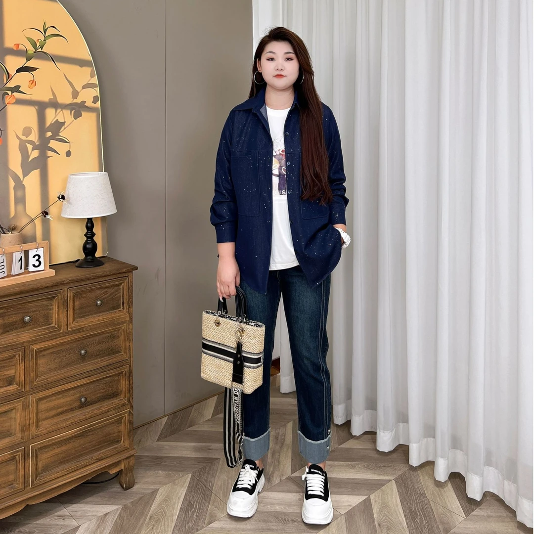 【现货仅外套】PMM81440 秋季新款显瘦百搭时尚满天星休闲牛仔外套