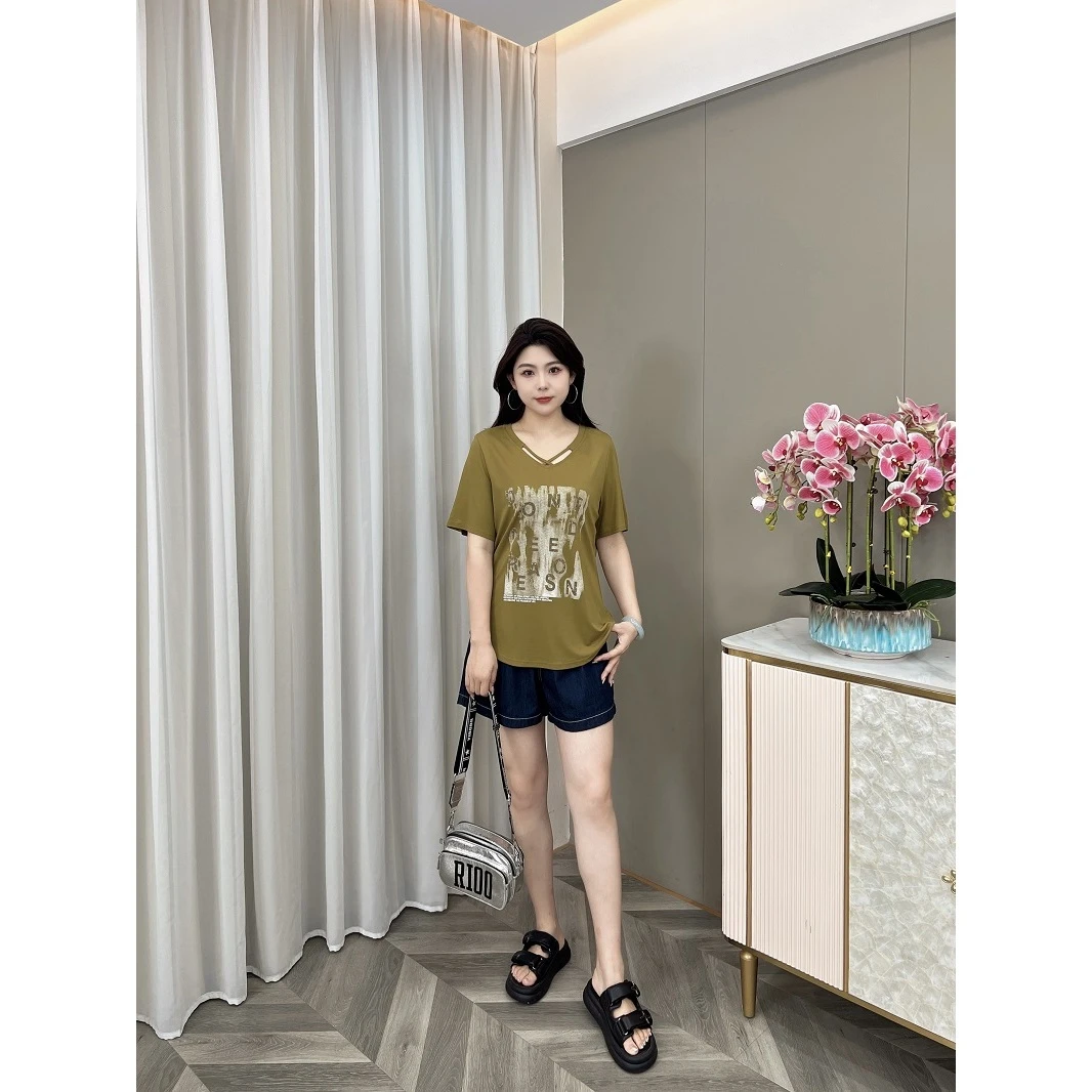 【现货仅上衣】PWD32222“半岛情书”夏季新款彩喷设计感T恤女装