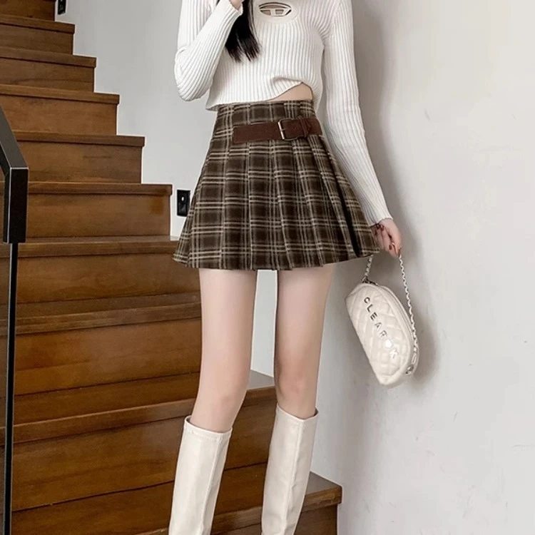 【苹果现货清清】秋冬新款高腰复古学院风格子半身裙CCC11303
