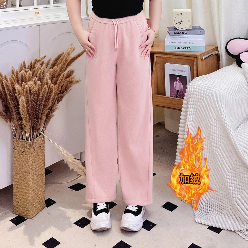 【仅裤子 大码巧欣】2024新款加绒加厚百搭休闲长裤QXD51275