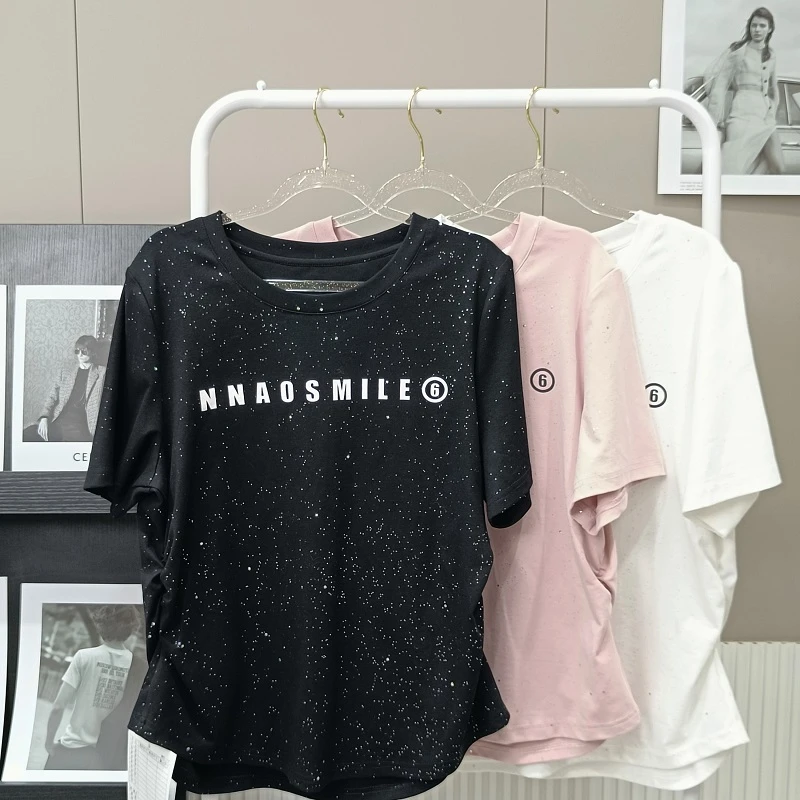 【苹果现货清清】LNN1025夏季新款撒银亮闪减龄百搭时尚大码T恤
