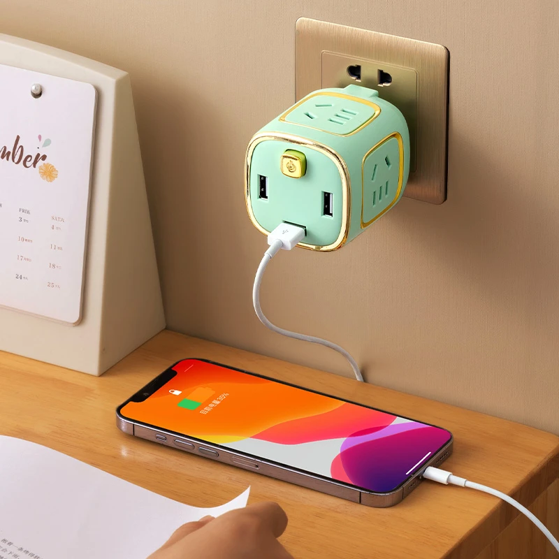 公正午多功能家用魔方插座usb面板多孔宿舍插排排插带线接线板插