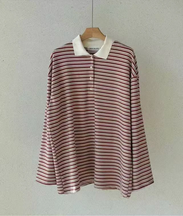 韩国东大门条纹Polo衫/NO7天/1701124.