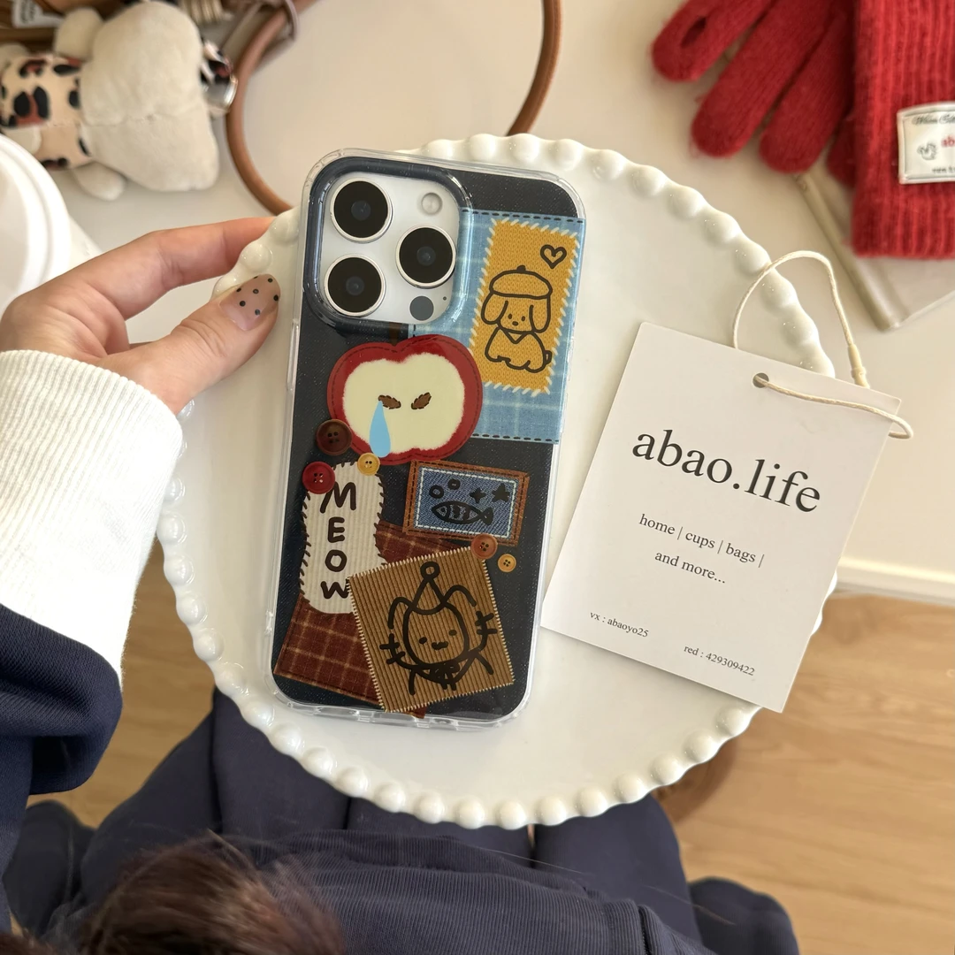 炽猫复古狗狗卡通贴纸适用iPhone16promax手机壳苹果15全包14/13