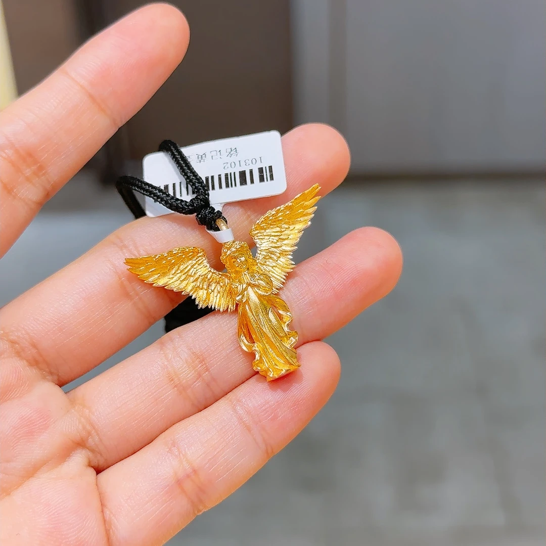 【铭记】足金999 小天使古法足金吊坠