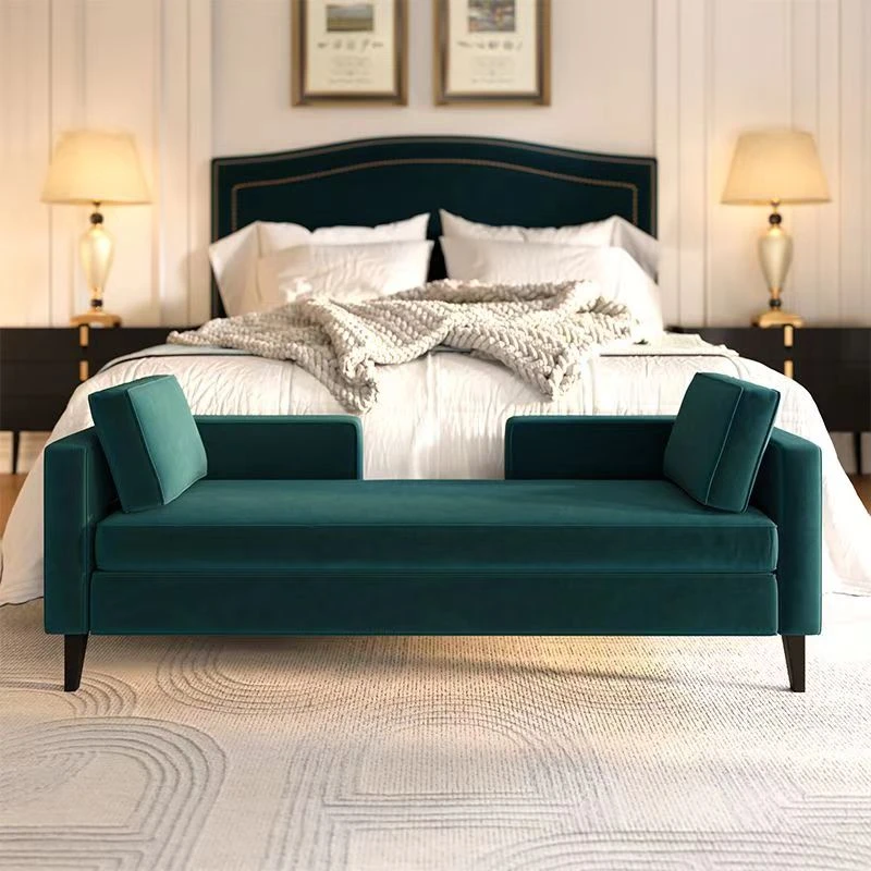 美式主卧床尾凳床榻床边床头现代极简新款高档长条凳放置凳【定制】