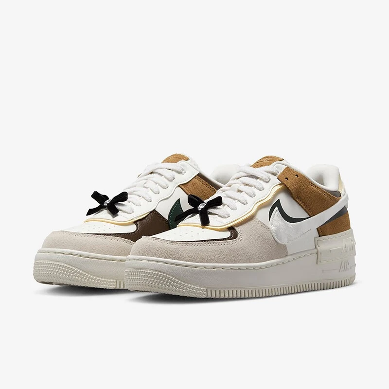 Nike耐克AF1 Shadow空军一号女款 白灰棕 低帮休闲板鞋FB1857-111