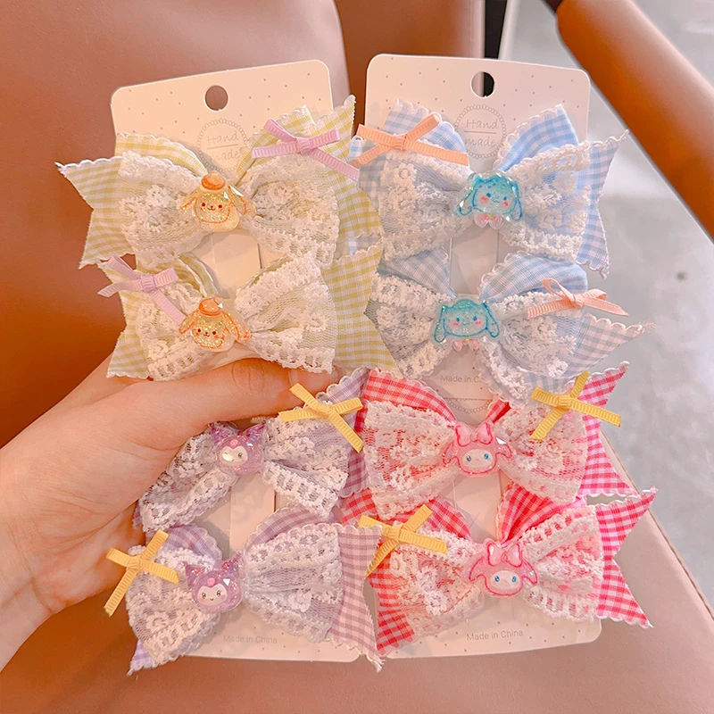 儿童蝴蝶结卡通发夹夏季女童超仙格子头饰发卡小女孩公主顶夹发饰