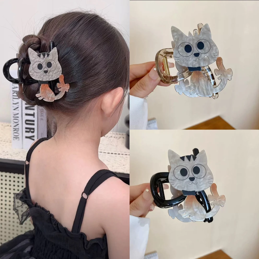 小女孩后脑勺盘发抓夹女童可爱小猫咪发卡儿童小朋友发夹新款头饰