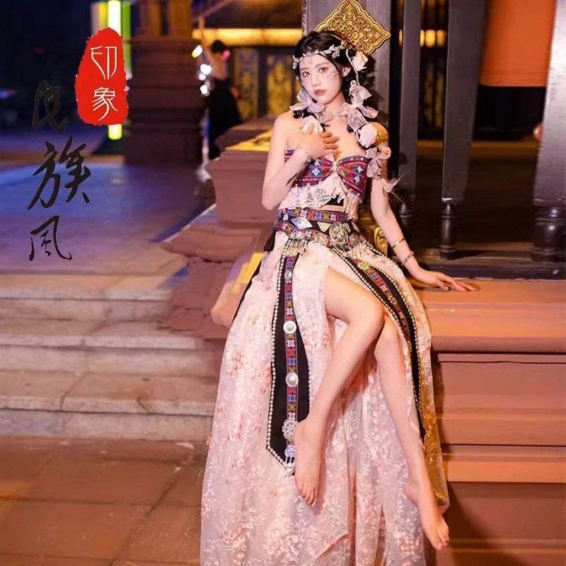 哈尼族服装傣族少数民族异域风情拍性感宫廷女装古风公主华丽服装