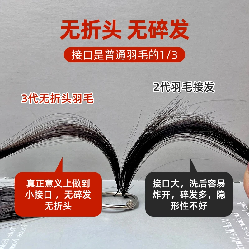 越南发无折头羽毛接发真发无痕接发接头发女真发隐形接发束送工具