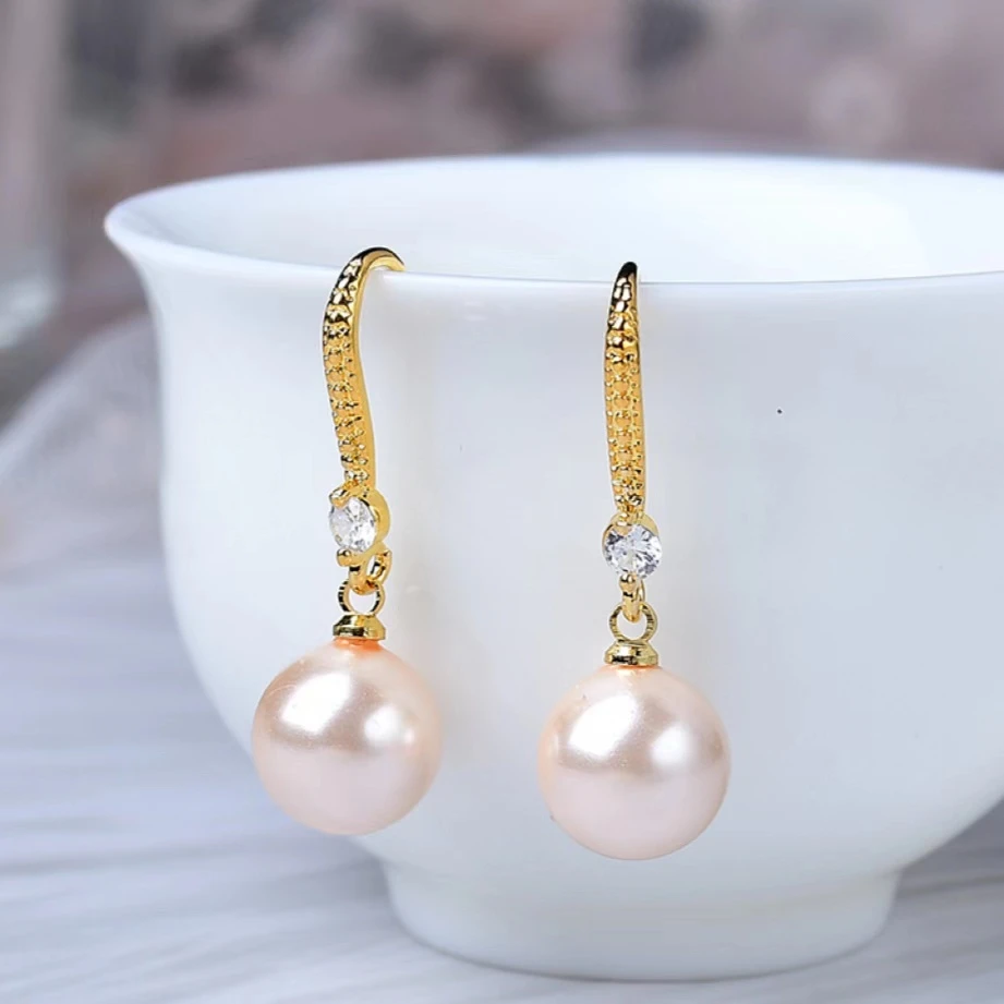 耳饰 粉色款10mm贝珠MM耳饰轻奢款气质