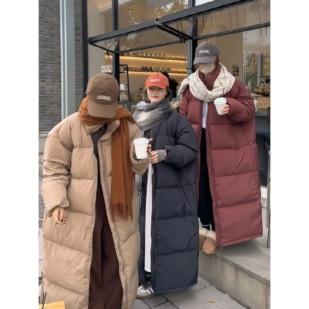 2023冬季韩版长款立领超长过膝情侣时尚棉服外套611