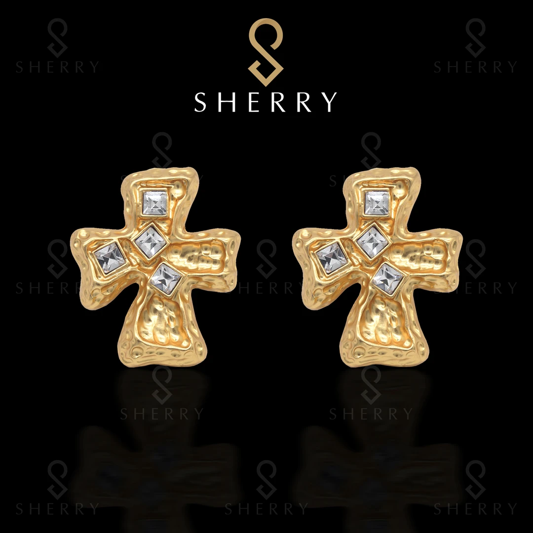 铜合金合成锆石耳饰 欧美中古时尚简约气质耳夹