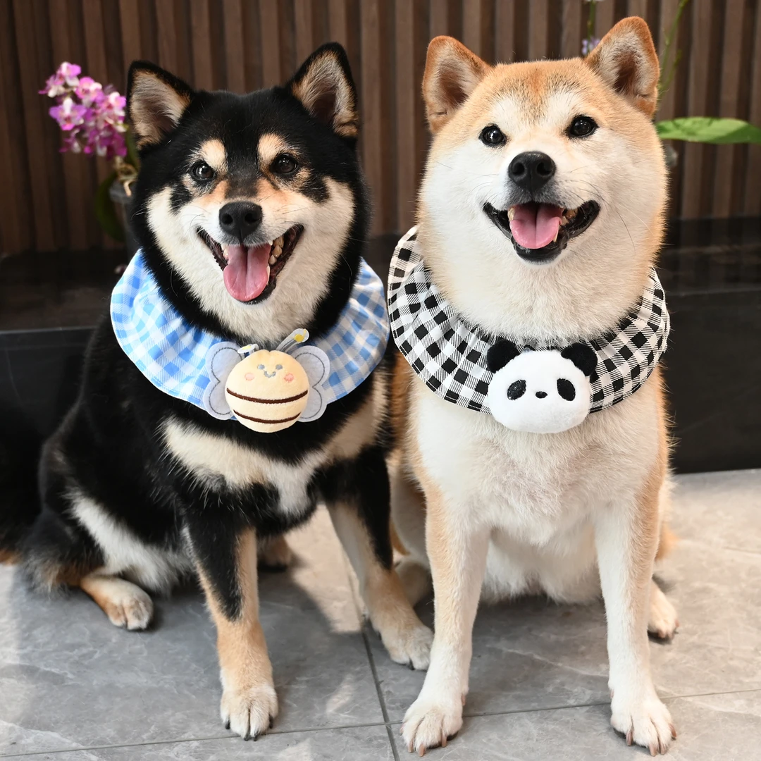 宠物猫咪狗狗柯基法斗泰迪柴犬围巾领结配饰项圈可爱格子围脖饰品