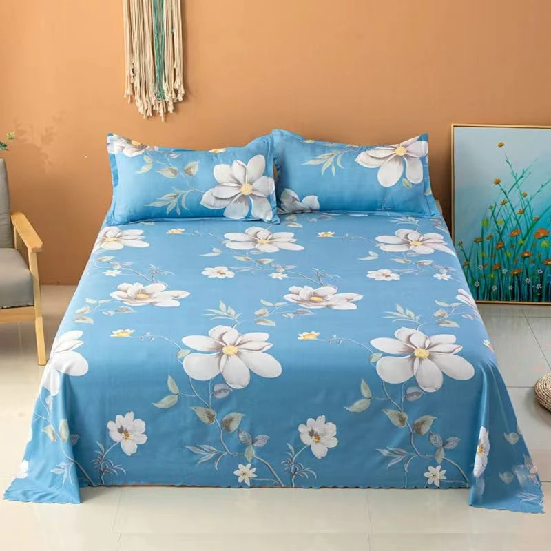 【工厂直销】夏季福利亲肤磨毛柔软床单单件2米大床单蓝色茉莉