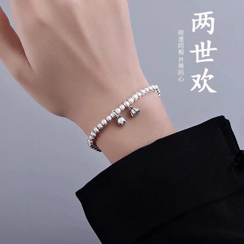 足银手链 足银手链-两世欢手工气质时尚百搭小众简约弹力光珠复古