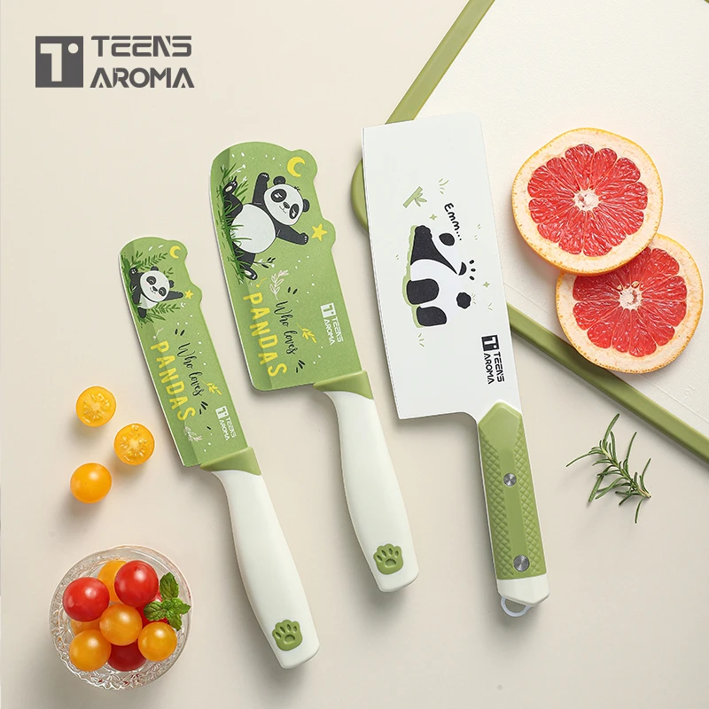 特恩斯厨房菜刀女士家用不锈钢切片刀水果刀宝宝辅食抗菌卡通刀具