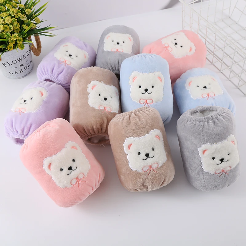 儿童袖套秋冬卡通小熊宝宝短款套袖0-4岁男女孩毛绒防脏耐脏袖头