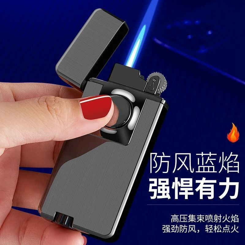 网红双火防风明火蓝焰两用创意个性砂轮直冲打火机送礼潮流送男友
