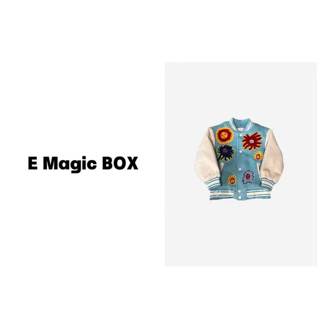 E Magic Box童装“涂鸦艺术”儿童限量款冬季夹棉棒球外套86608