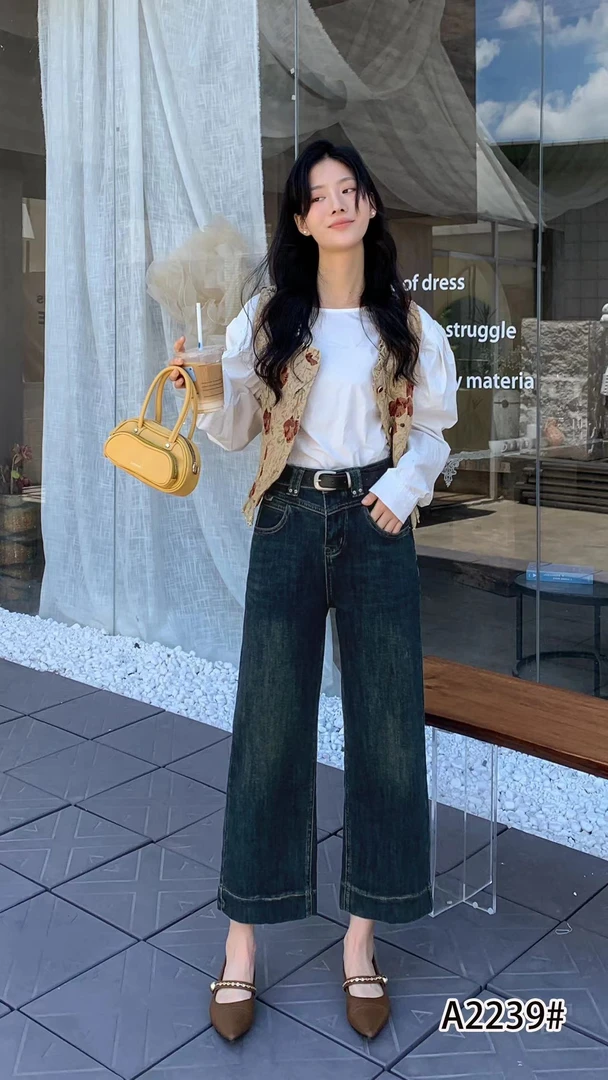 新款阔腿牛仔裤找到对应编码去拍