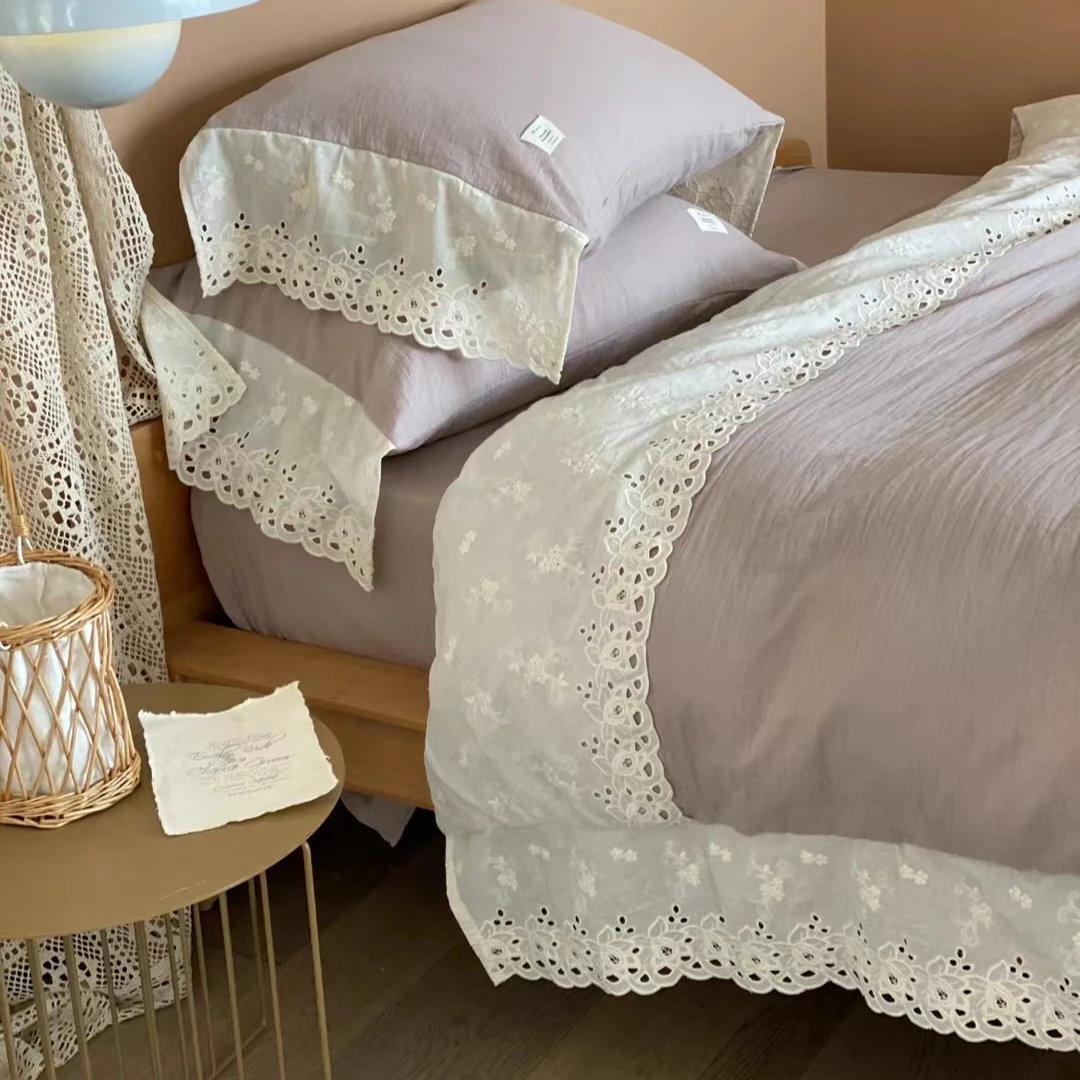 春夏新款简约纯色全棉色织绉绉纱款四件套（嘉伯莉）