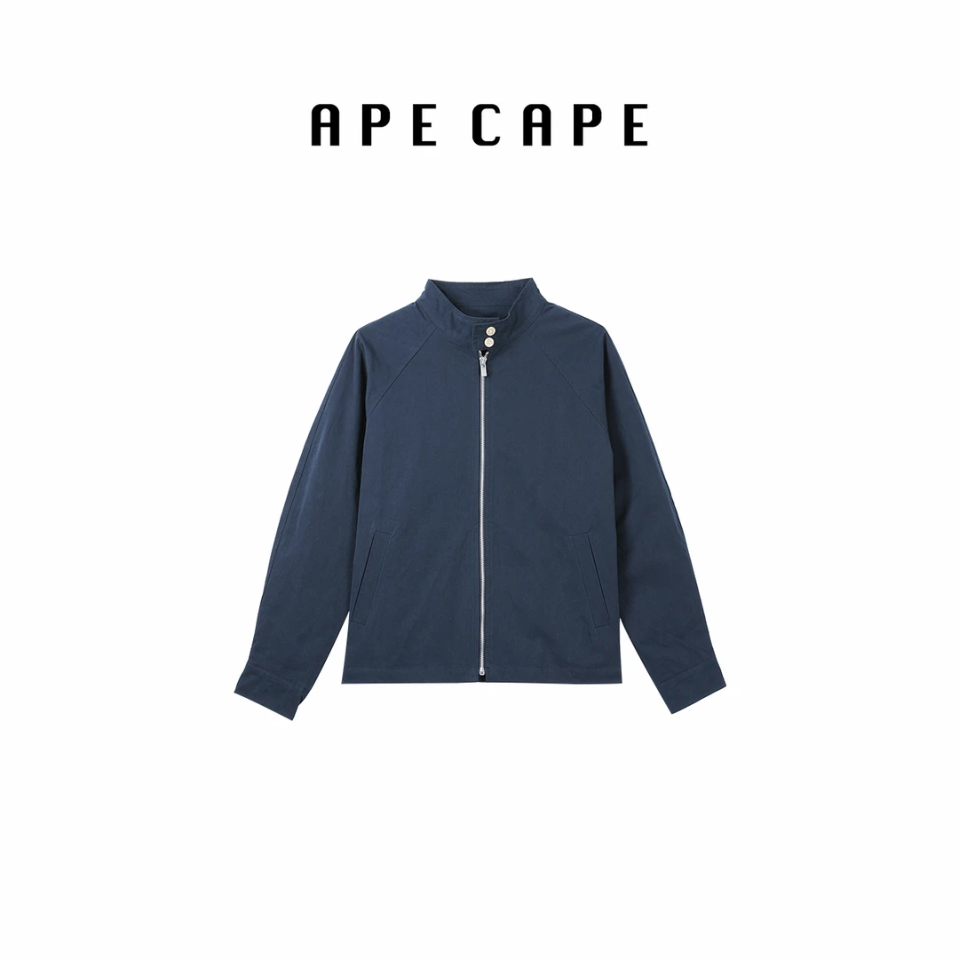 APE CAPE【老干部】秋季极简百搭纯棉立领夹克 复古立领拉链夹克