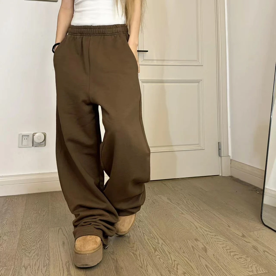 男女款欧美街拍巴黎阔腿堆堆裤可束脚宽松直筒裤运动休闲裤13241