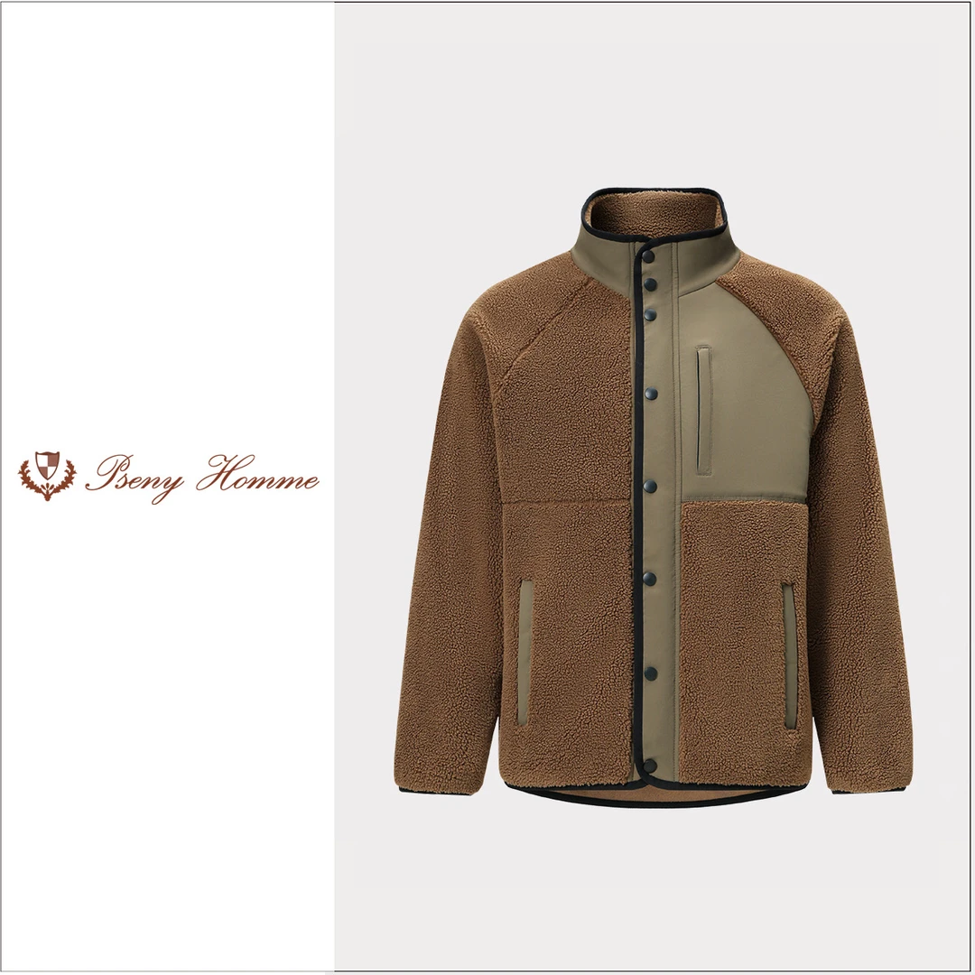 老钱风男女款仿羔毛保暖休闲情侣立领外套