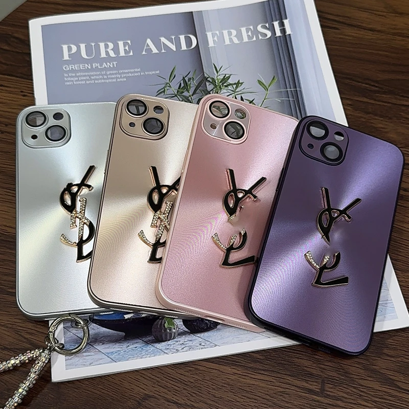 女款通用简约ins轻奢爱心潮牌磨砂电镀手机壳适用苹果16-11系列