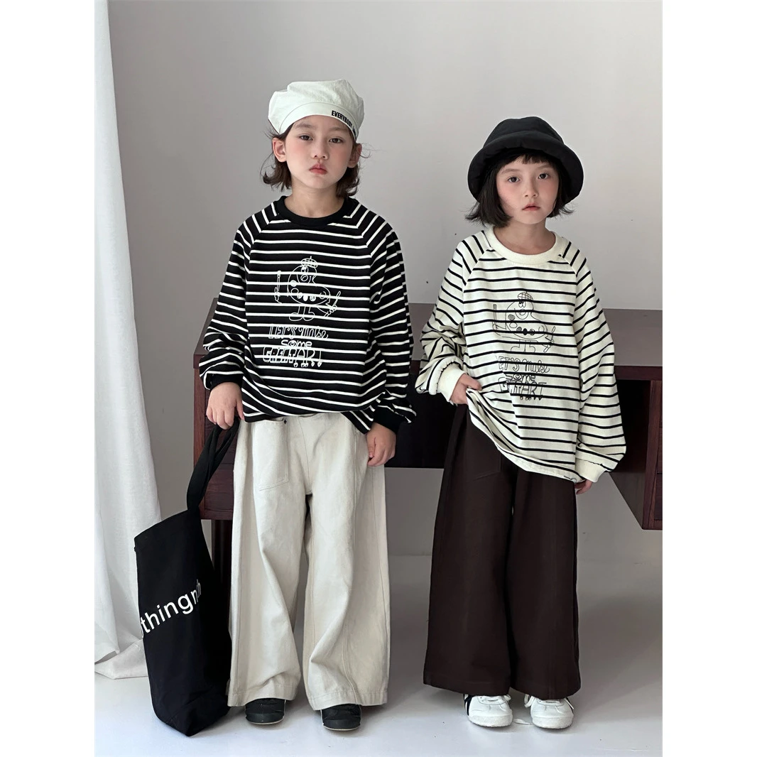 in 爱：mx24秋季韩版儿童条纹卫衣男女童百搭卡通印花长袖上衣818