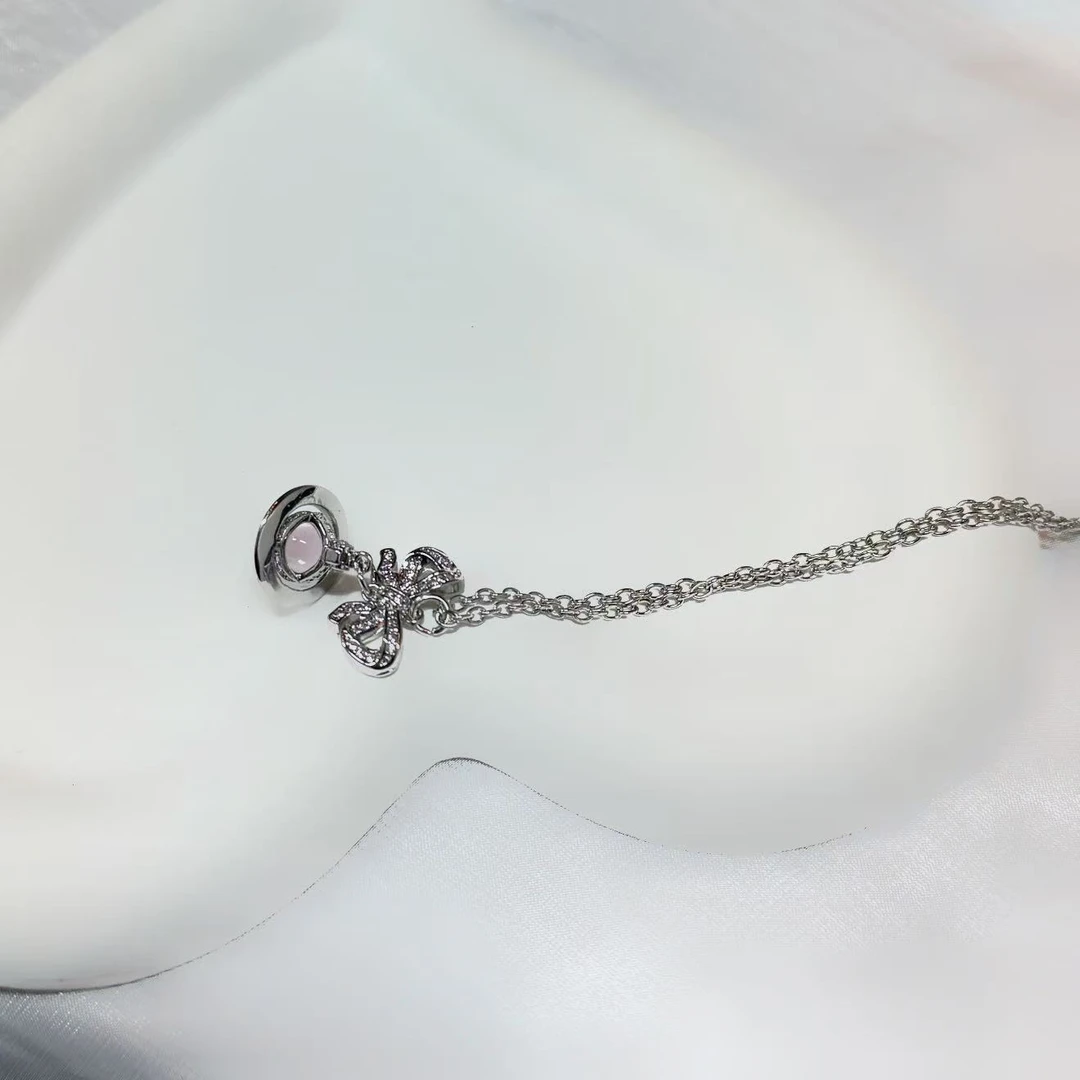 合金项链 YM小西蝴蝶结mini土星项链气质白色时尚百搭复古法式