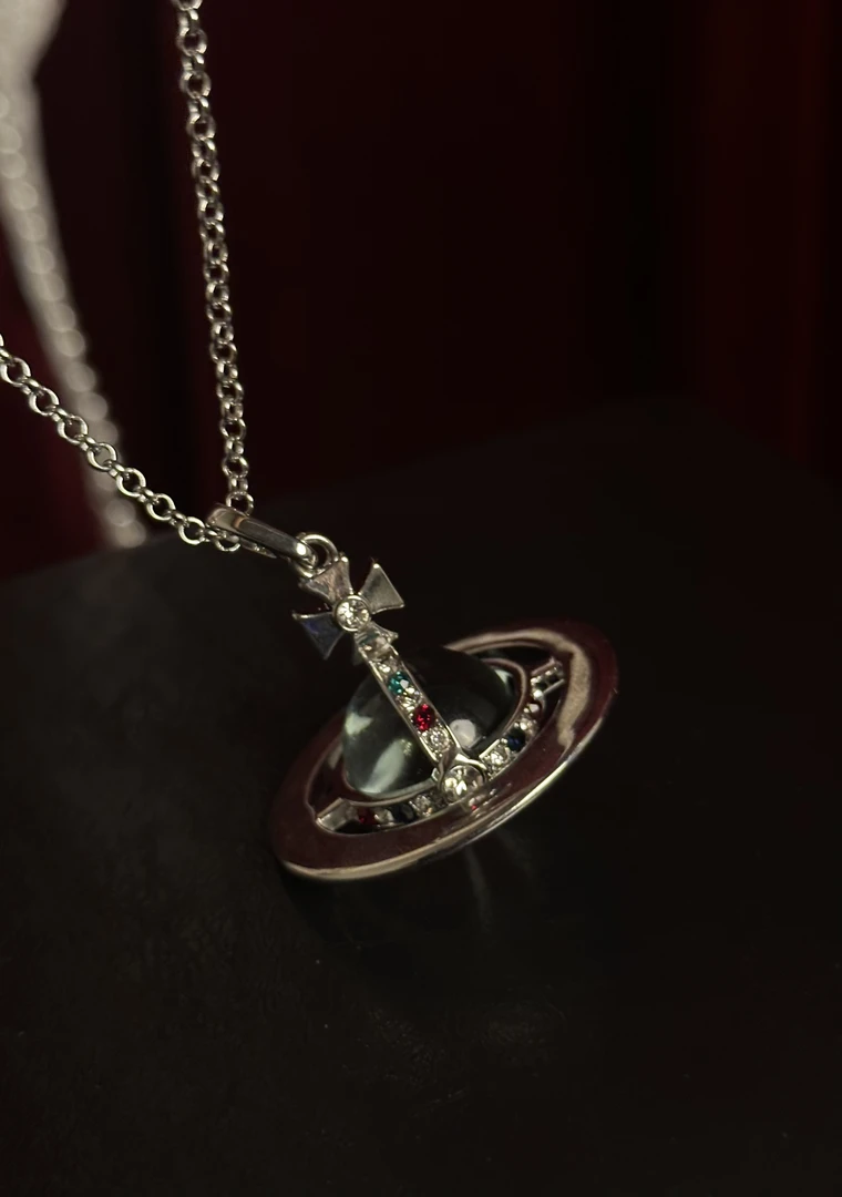 合金项链 小西中号土星薄荷绿项链轻奢女王复古时尚百搭简